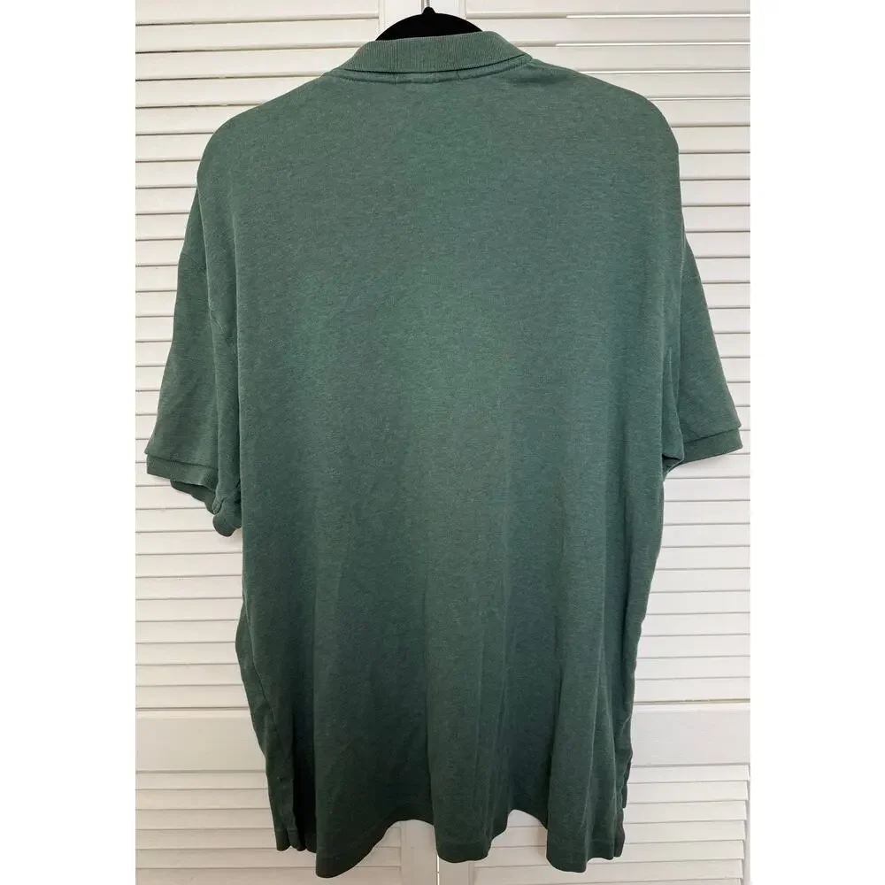 Polo Ralph Lauren Green Custom Fit Mesh Polo Orange Pony Logo XL Preppy Classic